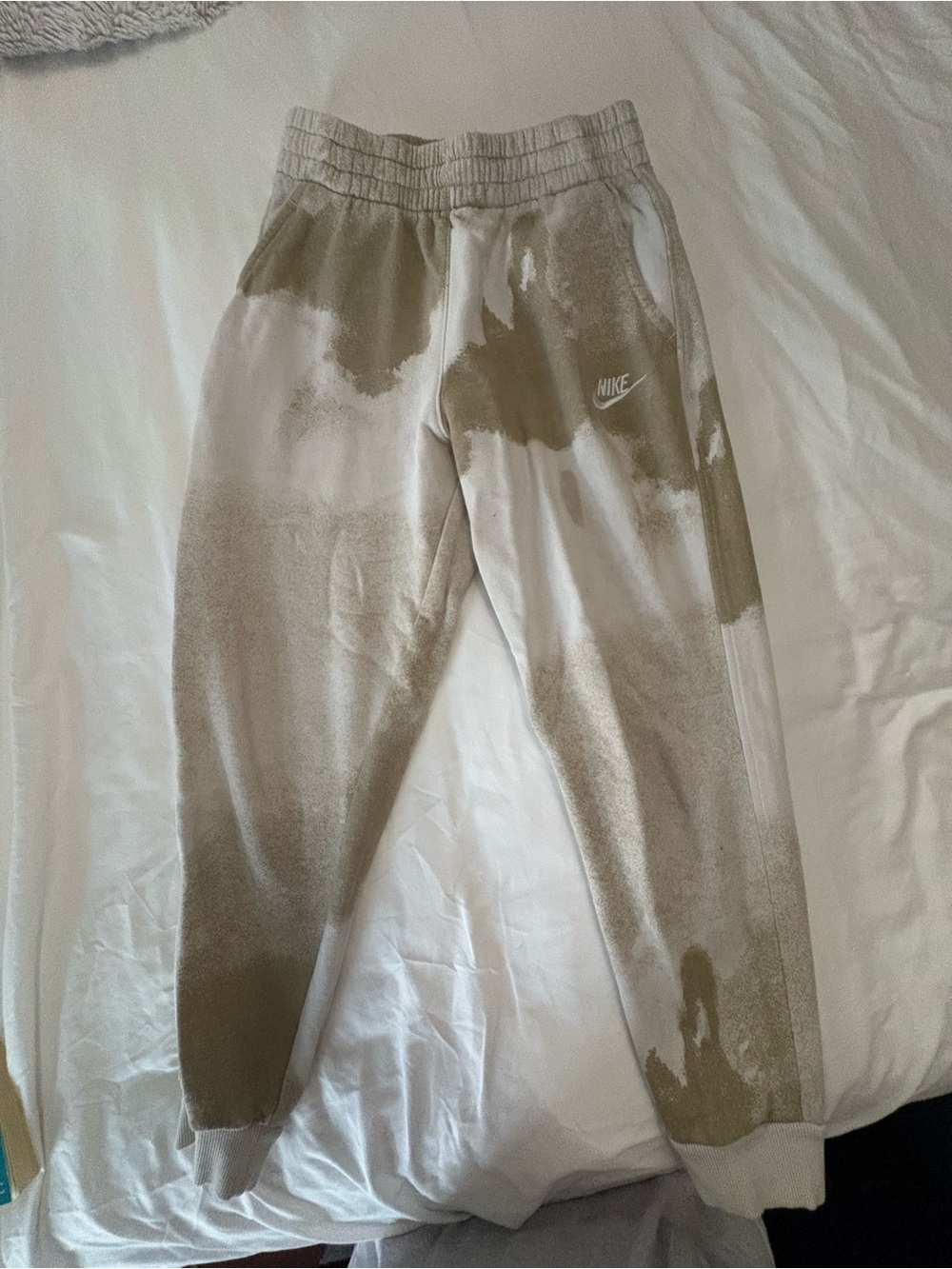 Nike Kids Tie-Dye Jogger Pants in Beige and White